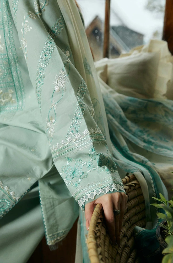 Zara Shah Jahan - 3PC Unstiched Lawn Embroidered Shirt with Printed Slub Net Dupatta - RF1098