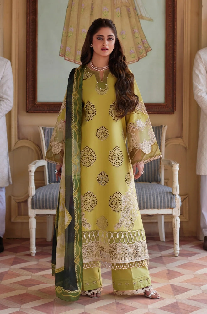 Elaf - 3PC Lawn Embroidered Shirt with Printed Chiffon Dupatta (Unstitched) - RF1311