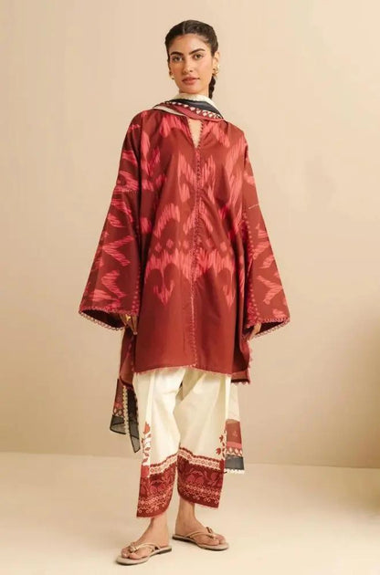 Coco by Zara Shah Jahan - 3PC Banadora Lawn Printed Shirt with Printed Voil Dupatta (Unstitched) - RF1395 Royal Pret
