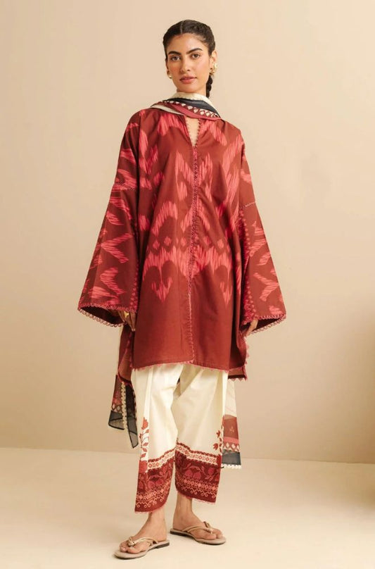 Coco by Zara Shah Jahan - 3PC Banadora Lawn Printed Shirt with Printed Voil Dupatta (Unstitched) - RF1395