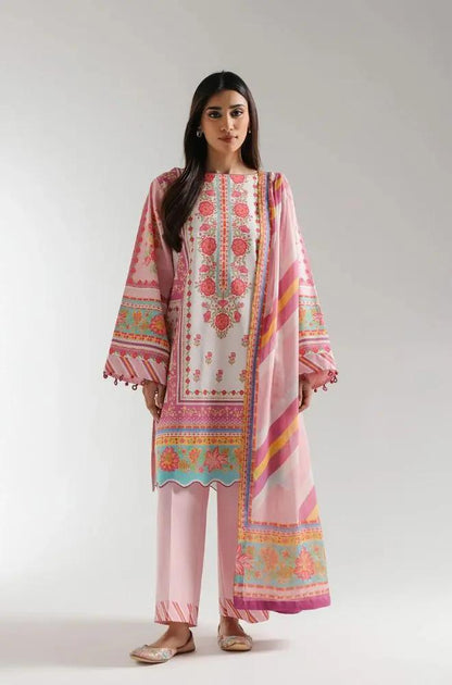Ethnc - 3PC Banadora Lawn Printed Shirt with Printed Voil Dupatta (Unstitched) - RF1396 Royal Pret