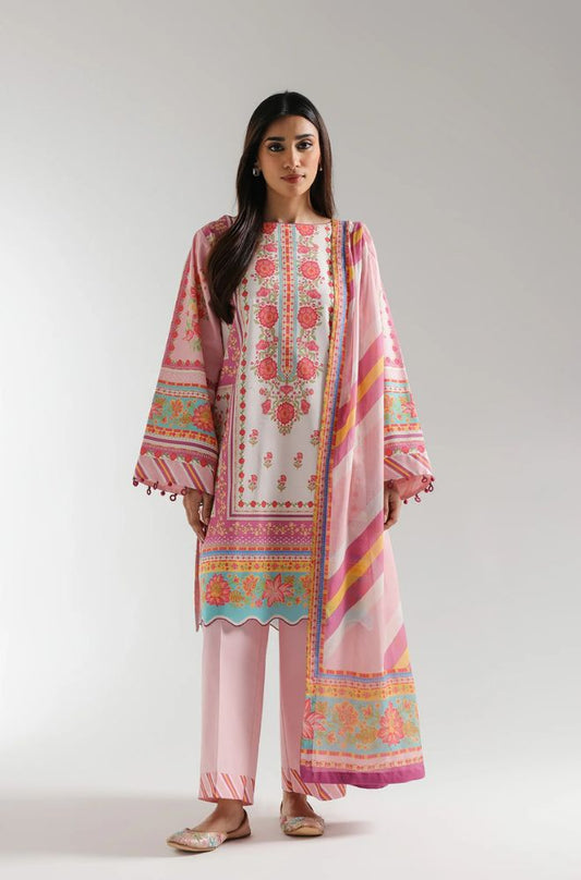 Ethnc - 3PC Banadora Lawn Printed Shirt with Printed Voil Dupatta (Unstitched) - RF1396