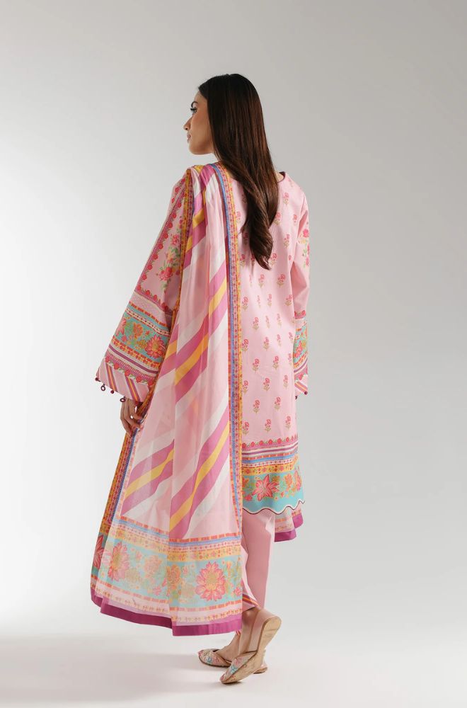 Ethnc - 3PC Banadora Lawn Printed Shirt with Printed Voil Dupatta (Unstitched) - RF1396