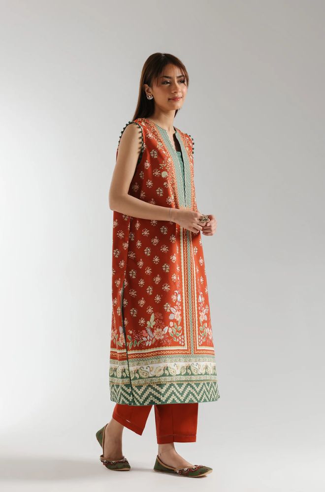 Ethnc - 3PC Banadora Lawn Printed Shirt with Printed Voil Dupatta (Unstitched) - RF1397