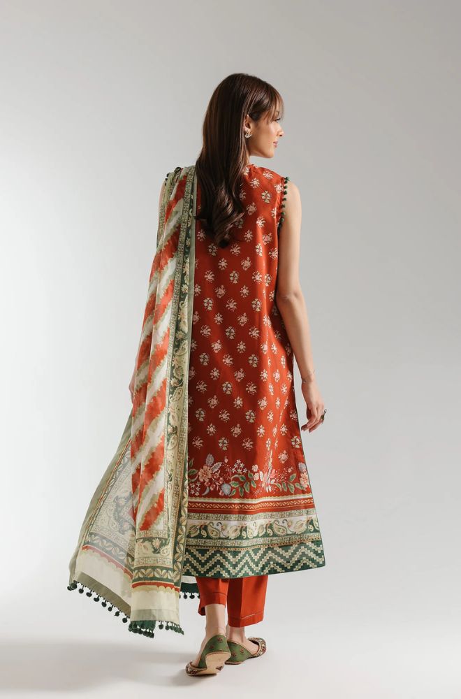 Ethnc - 3PC Banadora Lawn Printed Shirt with Printed Voil Dupatta (Unstitched) - RF1397