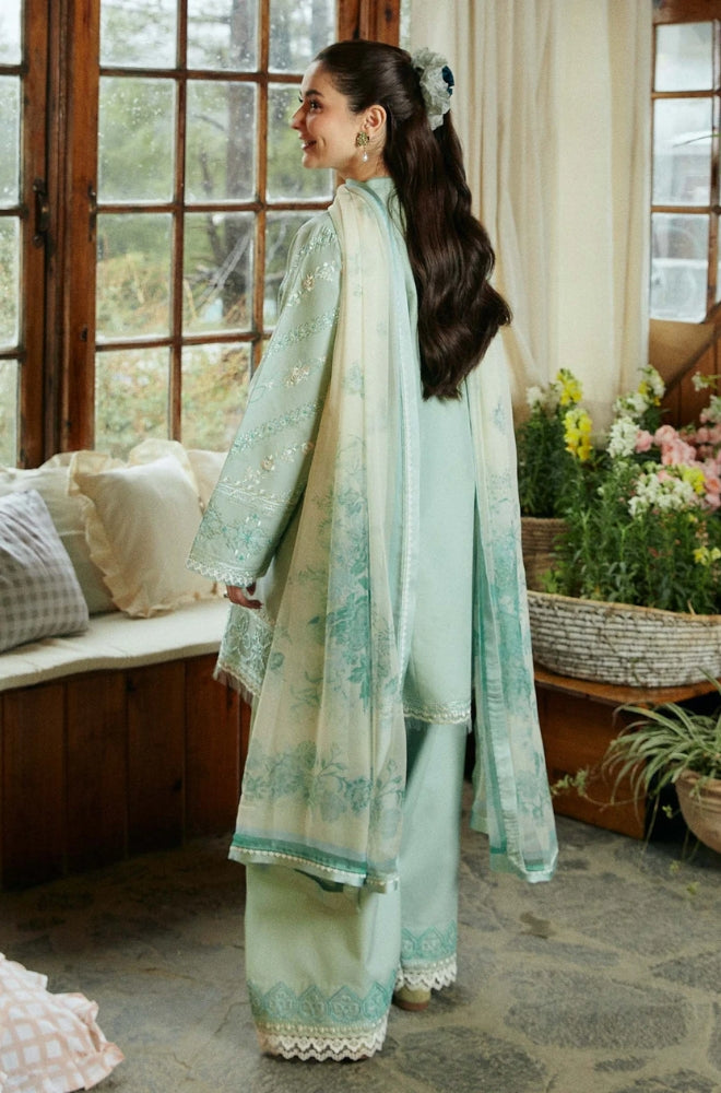 Zara Shah Jahan - 3PC Unstiched Lawn Embroidered Shirt with Printed Slub Net Dupatta - RF1098