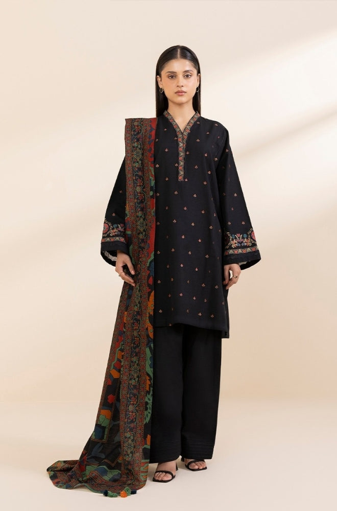 Sapphire - 3PC Unstitched Khaddar Embroidered Front with Digital Printed Dupatta and Trouser - RF1276
