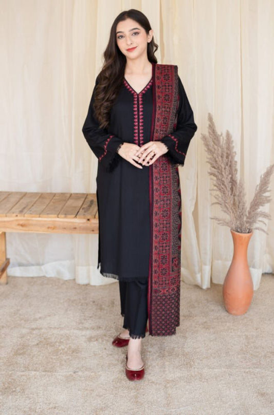 Aisling - 3PC Unstitched Dhanak Embroidered Shirt with Printed Dupatta and Trouser - RF1161