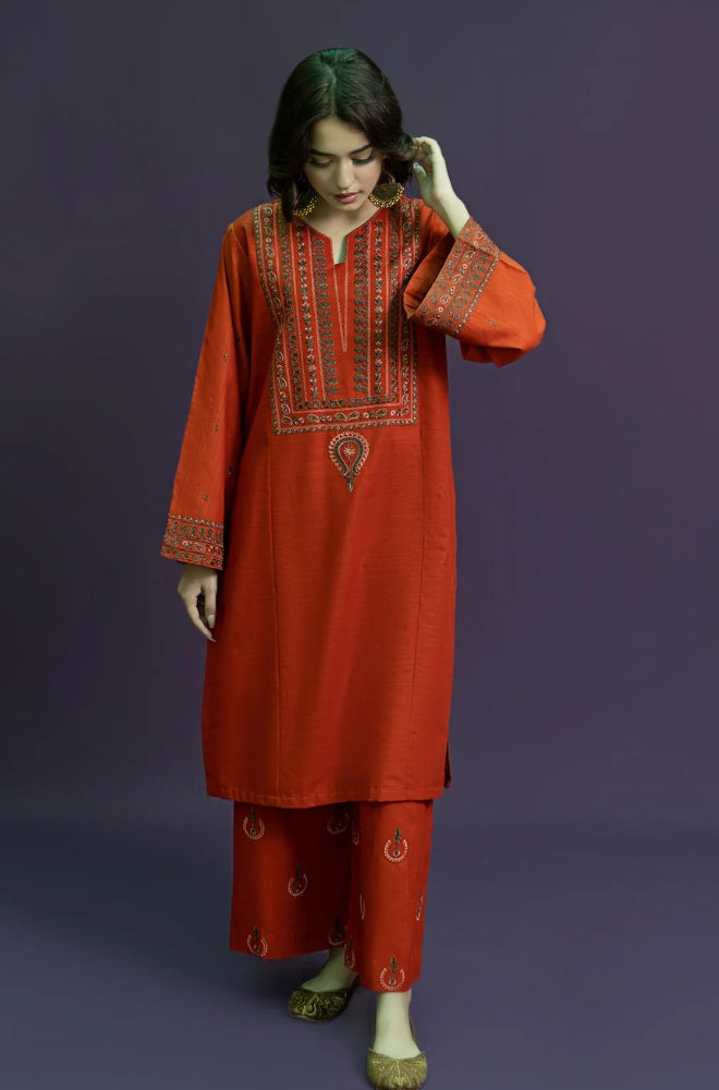 Urge - 3PC Unstitched Khaddar Embroidered Shirt with Khaddar Embroidered Trouser - RF1231