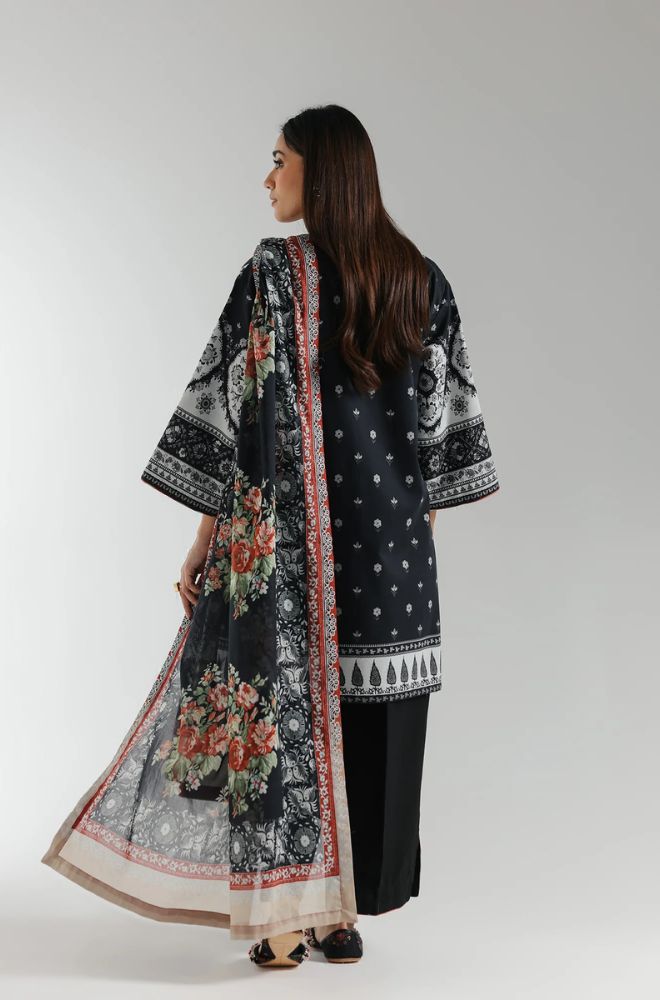 Ethnc - 3PC Banadora Lawn Printed Shirt with Printed Voil Dupatta (Unstitched) - RF1399