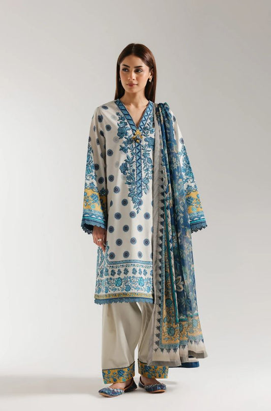 Ethnc - 3PC Banadora Lawn Printed Shirt with Printed Voil Dupatta (Unstitched) - RF1400
