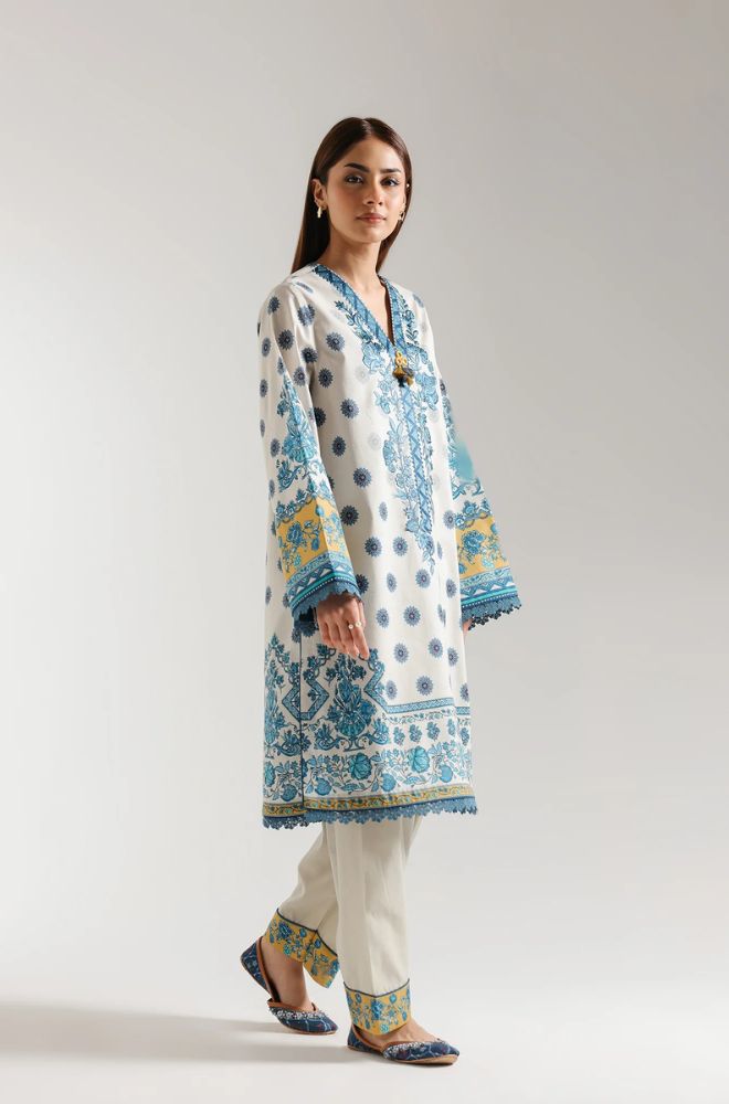 Ethnc - 3PC Banadora Lawn Printed Shirt with Printed Voil Dupatta (Unstitched) - RF1400