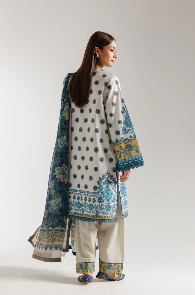 Ethnc - 3PC Banadora Lawn Printed Shirt with Printed Voil Dupatta (Unstitched) - RF1400