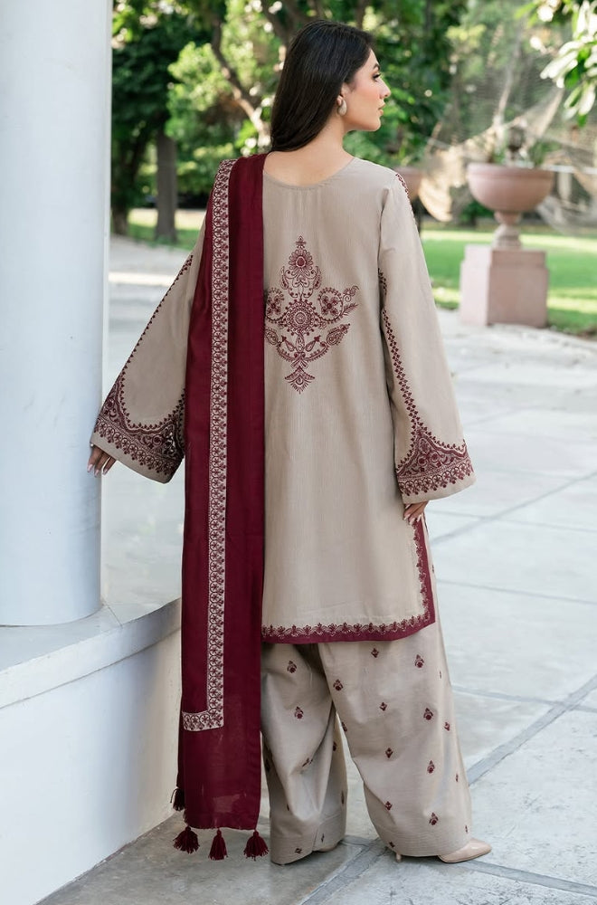 Baroque - 3PC Unstitched Dhanak Embroidered Shirt with Embroidered Dhanak Dupatta and Trouser - RF1295