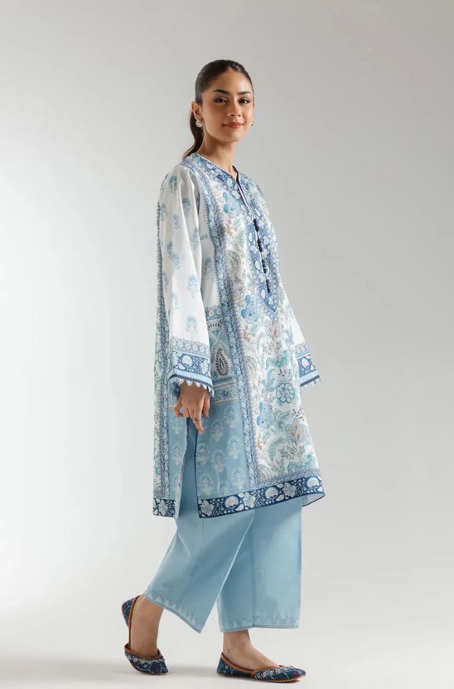 Ethnc - 3PC Banadora Lawn Printed Shirt with Printed Voil Dupatta (Unstitched) - RF1401