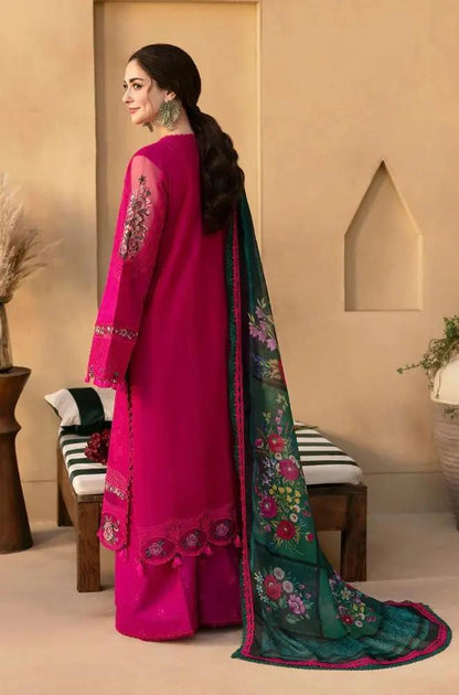 Saira Rizwan - 3PC Lawn Embroidered Shirt with Printed Chiffon Dupatta (Unstitched) - RF1403 Royal Pret