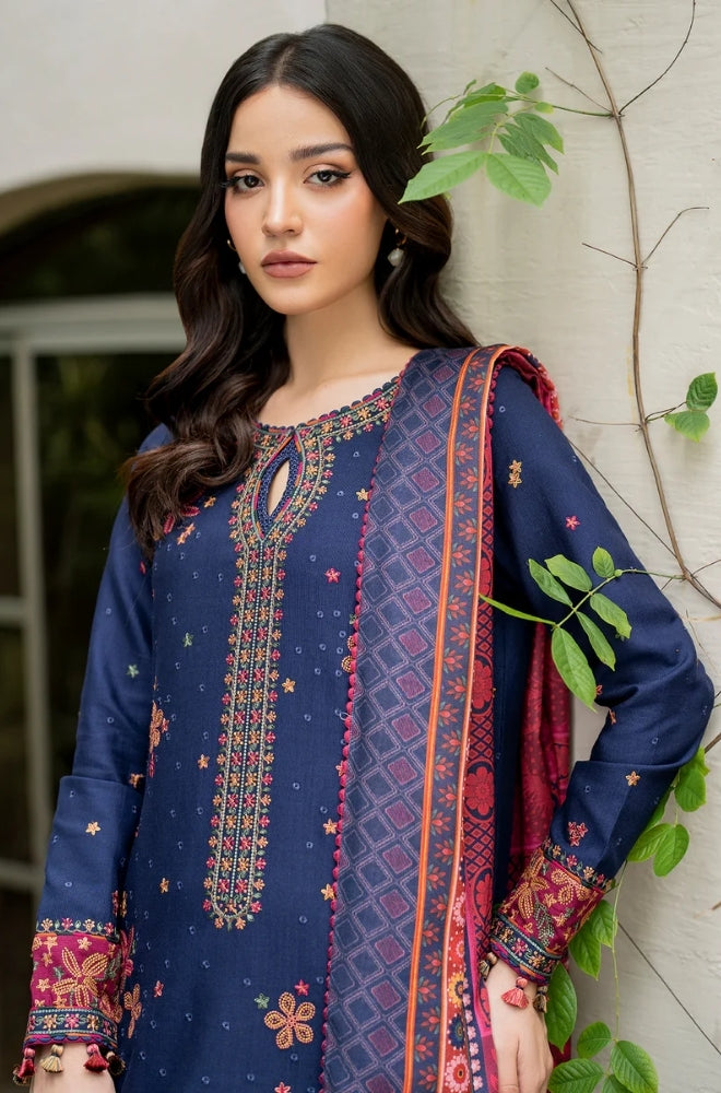 Jazmin - 3PC Unstitched Dhanak Embroidered Shirt with Digital Printed Dupatta and Trouser - RF1174