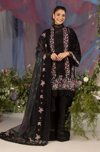 Sobia Nazir - 3PC Lawn Embroidered Shirt with Printed Chiffon Dupatta (Unstitched) - RF1405 Royal Pret