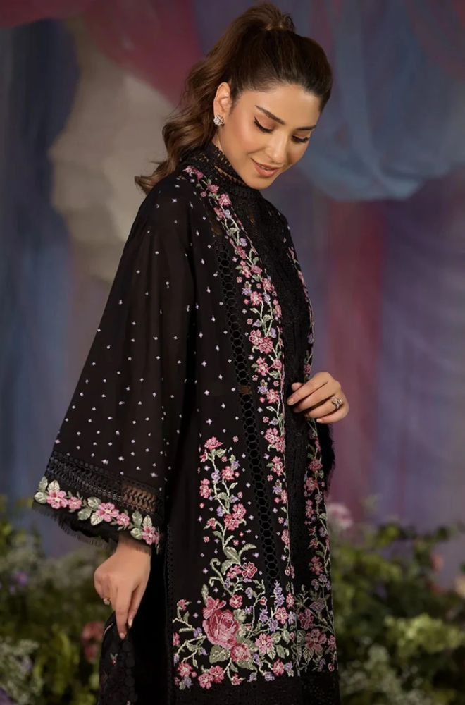 Sobia Nazir - 3PC Lawn Embroidered Shirt with Printed Chiffon Dupatta (Unstitched) - RF1405