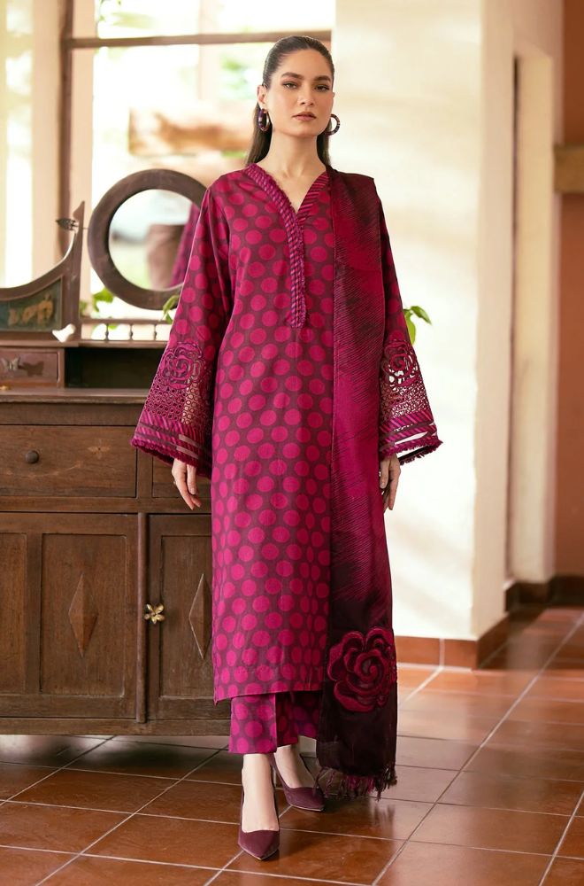 Baroque - 3PC Khaddar Digital Printed Shirt with Khaddar Printed Shawl (Unstitched) - RF1407