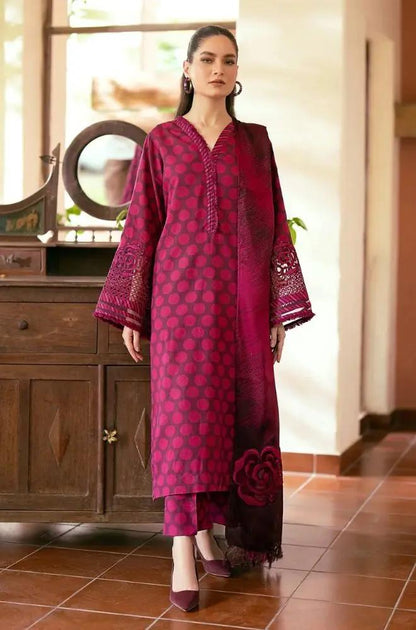 Baroque - 3PC Khaddar Digital Printed Shirt with Khaddar Printed Shawl (Unstitched) - RF1407 Royal Pret