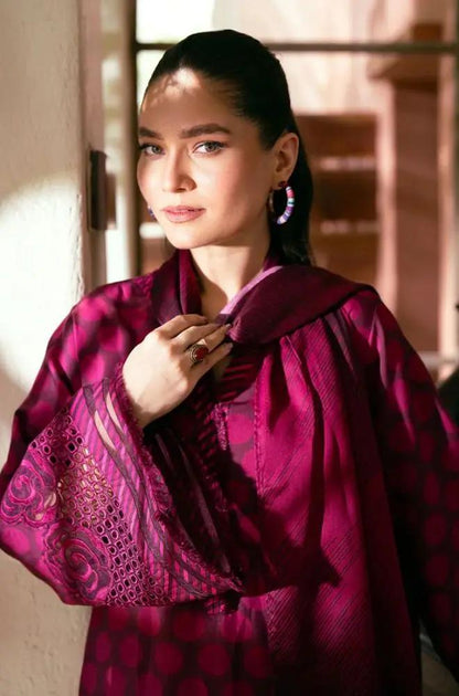 Baroque - 3PC Khaddar Digital Printed Shirt with Khaddar Printed Shawl (Unstitched) - RF1407 Royal Pret