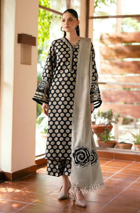 Baroque - 3PC Khaddar Digital Printed Shirt with Khaddar Printed Shawl (Unstitched) - RF1408