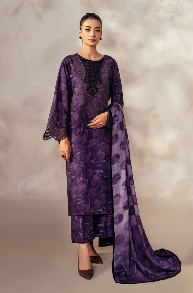 Baroque - 3PC Khaddar Digital Printed Shirt with Khaddar Printed Shawl (Unstitched) - RF1409