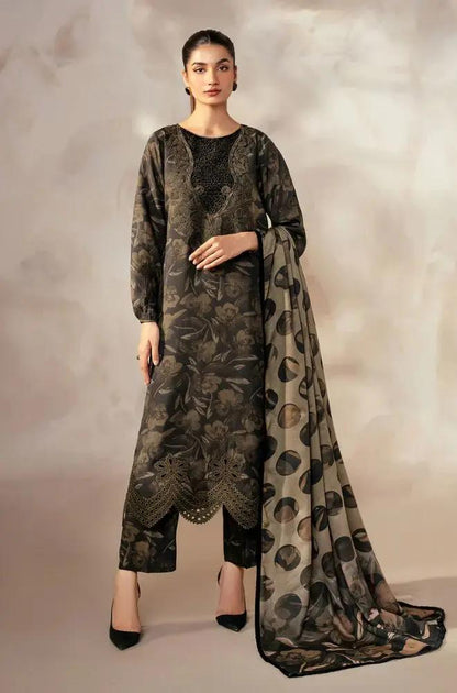 Baroque - 3PC Khaddar Digital Printed Shirt with Khaddar Printed Shawl (Unstitched) - RF1410 Royal Pret