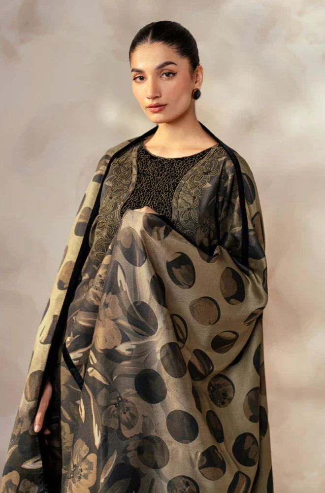 Baroque - 3PC Khaddar Digital Printed Shirt with Khaddar Printed Shawl (Unstitched) - RF1410