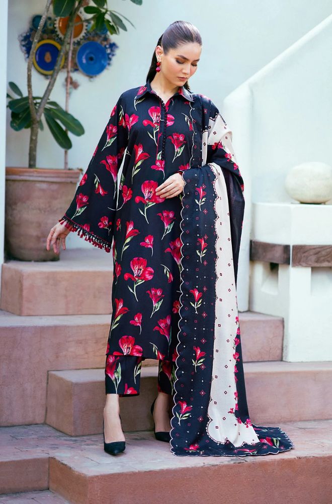 Baroque - 3PC Khaddar Digital Printed Shirt with Khaddar Printed Shawl (Unstitched) - RF1411