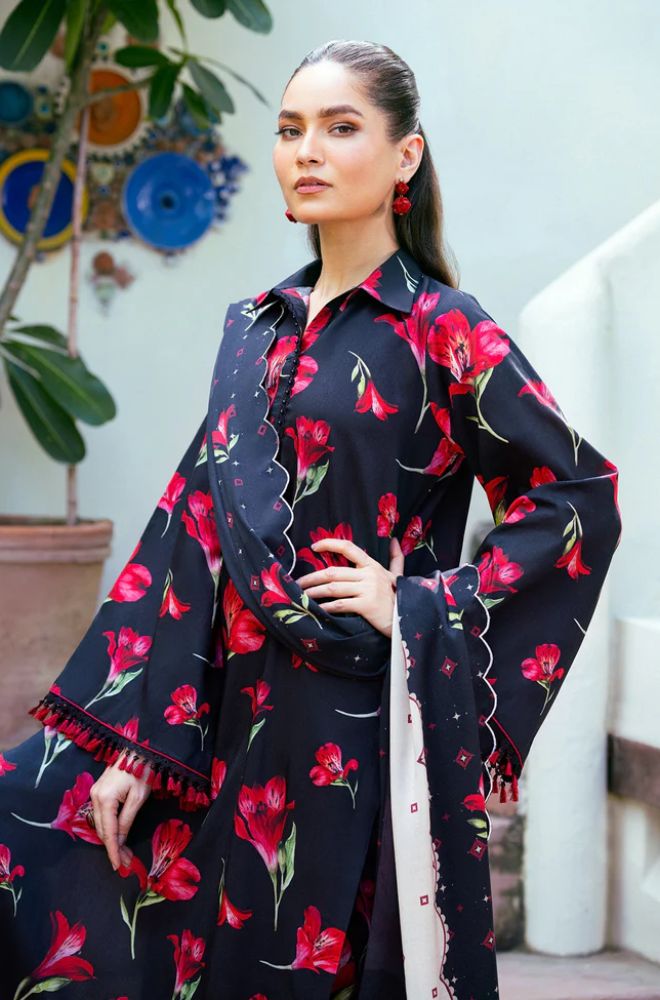 Baroque - 3PC Khaddar Digital Printed Shirt with Khaddar Printed Shawl (Unstitched) - RF1411