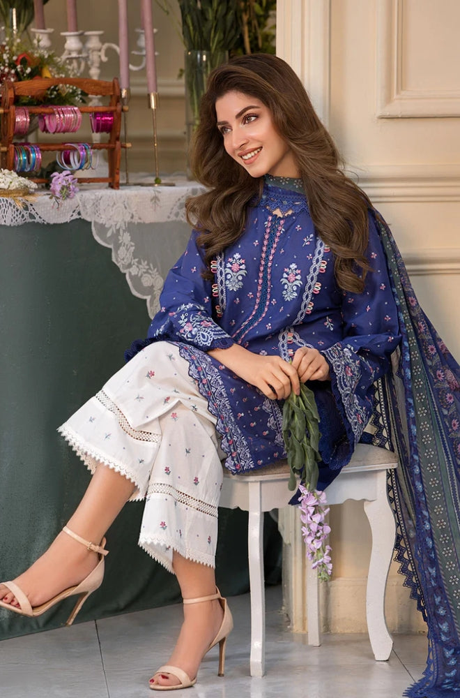 Sobia Nazir - 3PC Lawn Embroidered Shirt with Printed Chiffon Dupatta (Unstitched) - RF1341