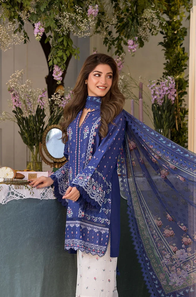 Sobia Nazir - 3PC Lawn Embroidered Shirt with Printed Chiffon Dupatta (Unstitched) - RF1341