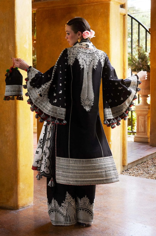Hussain Rehar - 3PC Lawn Embroidered Shirt with Embroidered Slub Net Dupatta (Unstitched) - RF1309