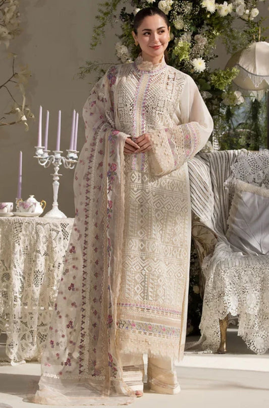 Sobia Nazir - 3PC Lawn Embroidered Shirt with Printed Khadi Net Dupatta (Unstitched) - RF1330