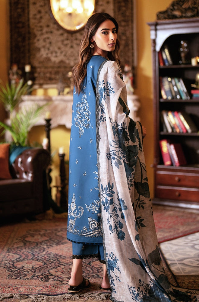 Seran - 3PC Lawn Embroidered Shirt with Printed Cotton Net Dupatta (Unstitched) - RF1308