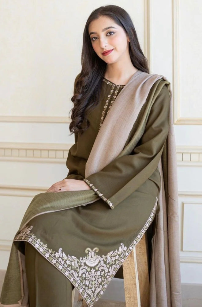 Aisling - 3PC Unstitched Dhanak Embroidered Shirt with Dhanak Dupatta and Trouser - RF1151