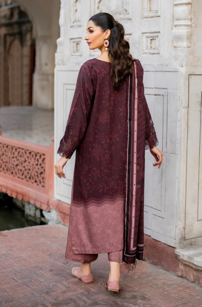 Baroque - 3PC Unstitched Printed Khaddar Shirt with Printed Khaddar Dupatta and Same Printed Trouser - RF1235