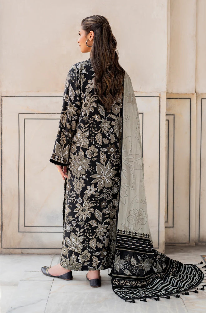 Baroque - 3PC Unstitched Printed Khaddar Shirt with Printed Khaddar Dupatta and Same Printed Trouser - RF1200