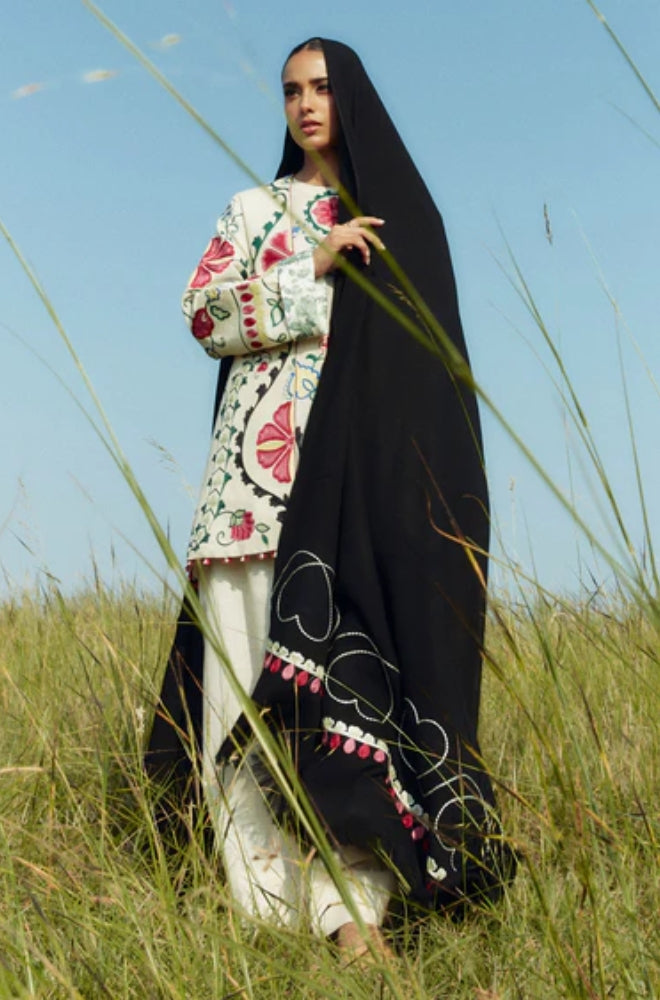 Zara Shah Jahan - 3PC Unstitched Dhanak Embroidered Shirt and Trouser with Printed Shawl - RF1269