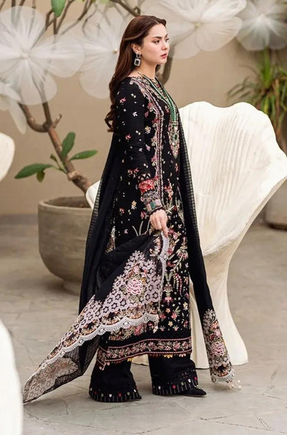 3PC Lawn Embroidered Shirt with Embroidered Chiffon Dupatta (Unstitched) - RF1323 Royal Pret