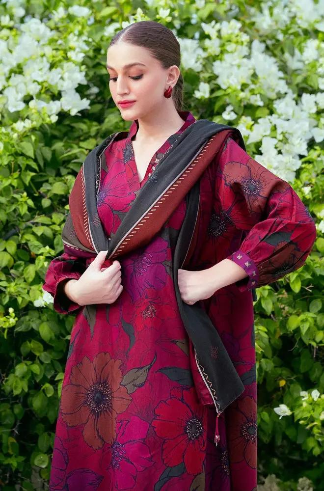 Baroque - 3PC Unstitched Printed Khaddar Shirt with Printed Khaddar Dupatta and Trouser - RF1270 Royal Pret