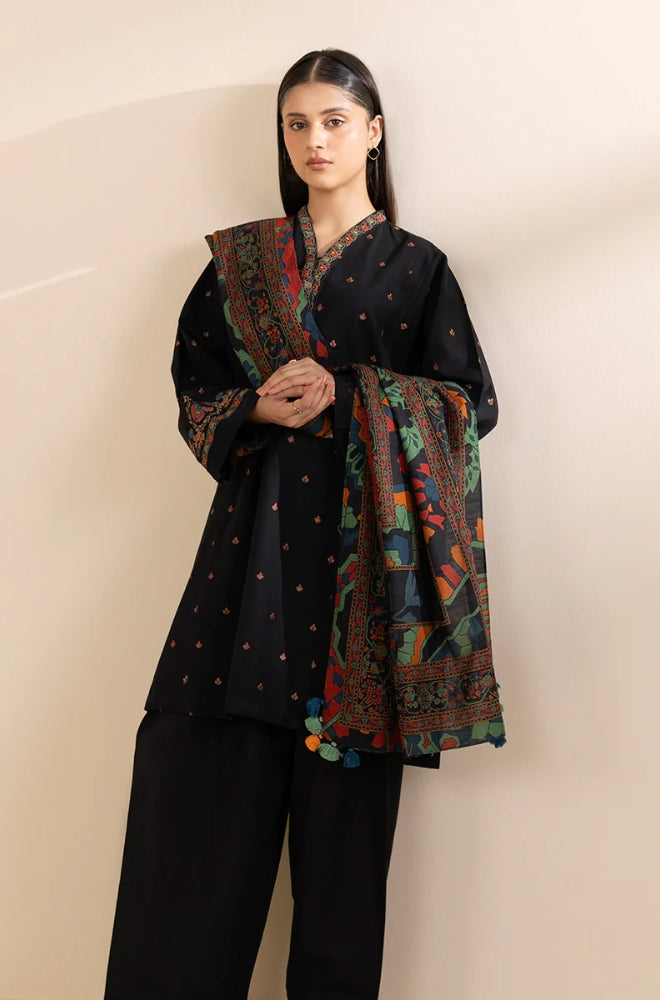 Sapphire - 3PC Unstitched Khaddar Embroidered Front with Digital Printed Dupatta and Trouser - RF1276