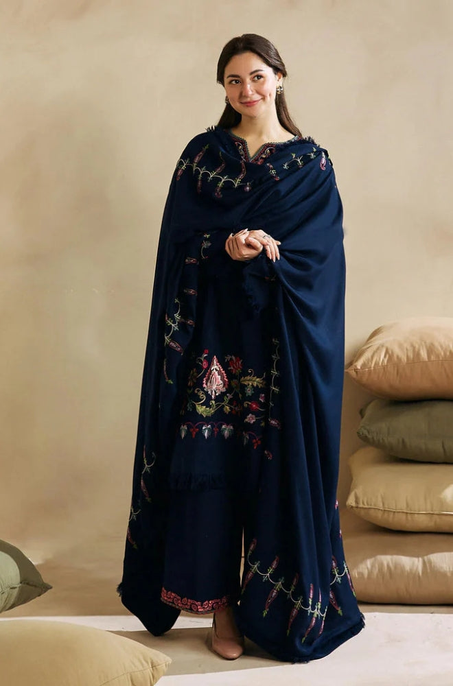 Zara Shah Jahan - 3PC Unstitched Dhanak Embroidered Shirt with Embroidered Dhanak Dupatta and Trouser - RF1133