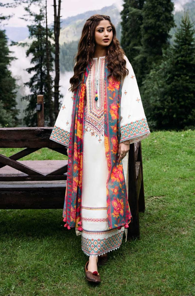 Sapphire - 3 PC Unstitched Khaddar Embroidered Shirt with Printed Dupatta and Trouser - RF1218