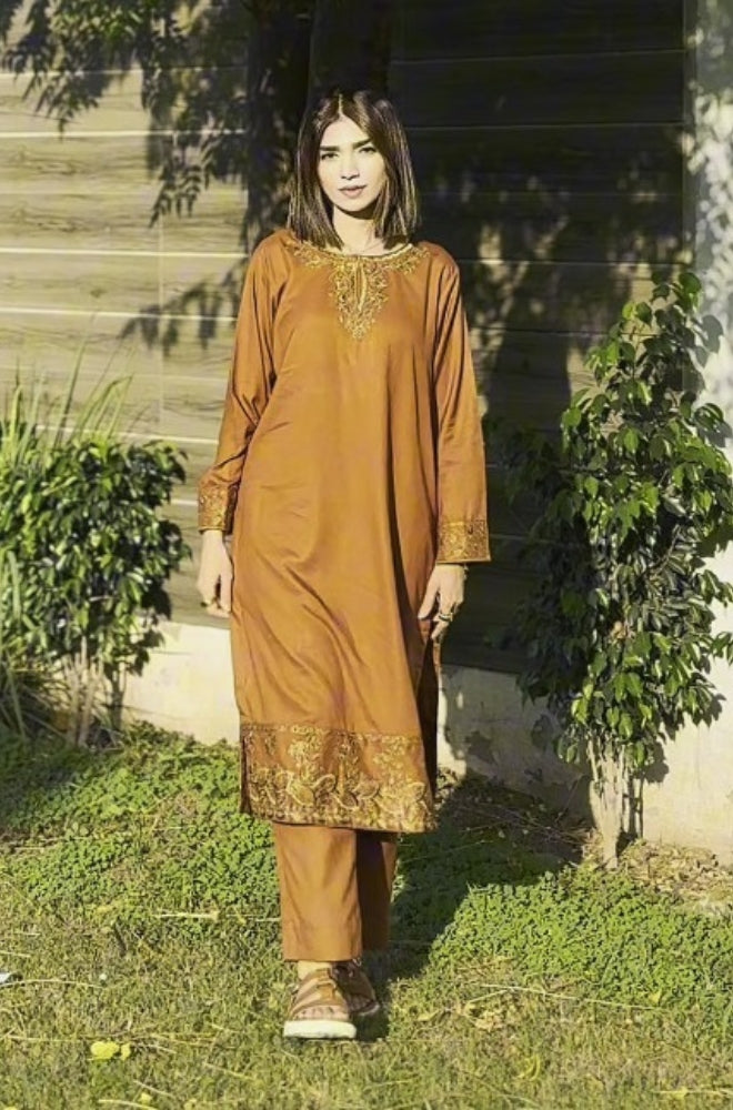 Zarqa - Stitched 2PC Dhanak Embroidered - RP0005 Royal Pret