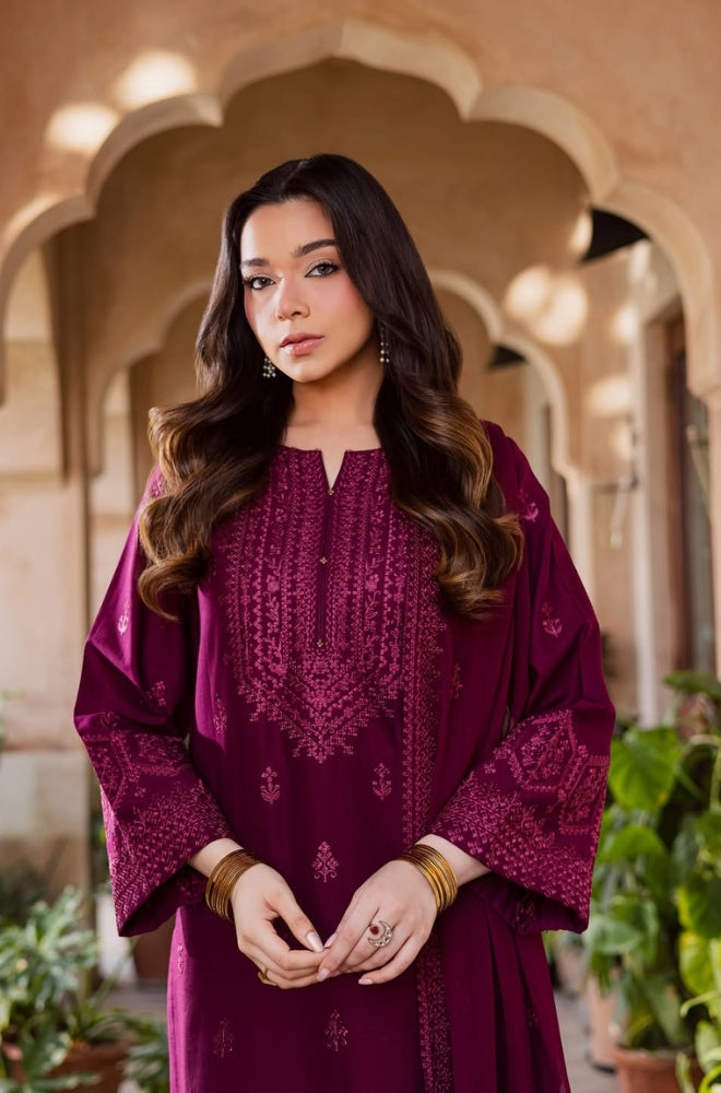 Batik - 3PC Dhanak Embroidered Shirt with Dhanak Embroidered Dupatta and Trouser - RF1423 Royal Pret