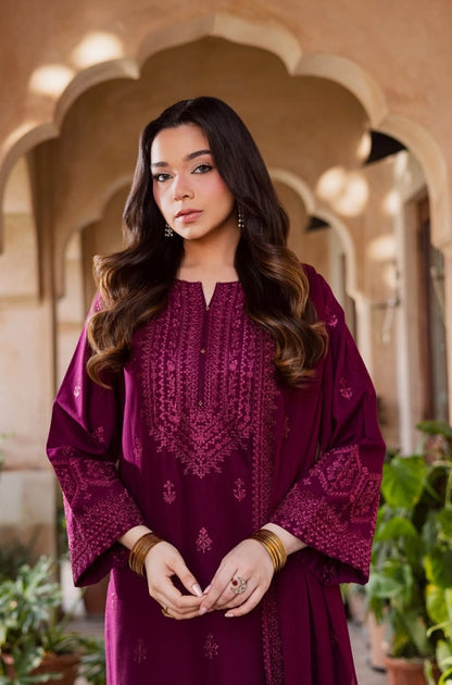 Batik - 3PC Dhanak Embroidered Shirt with Dhanak Embroidered Dupatta and Trouser - RF1423 Royal Pret