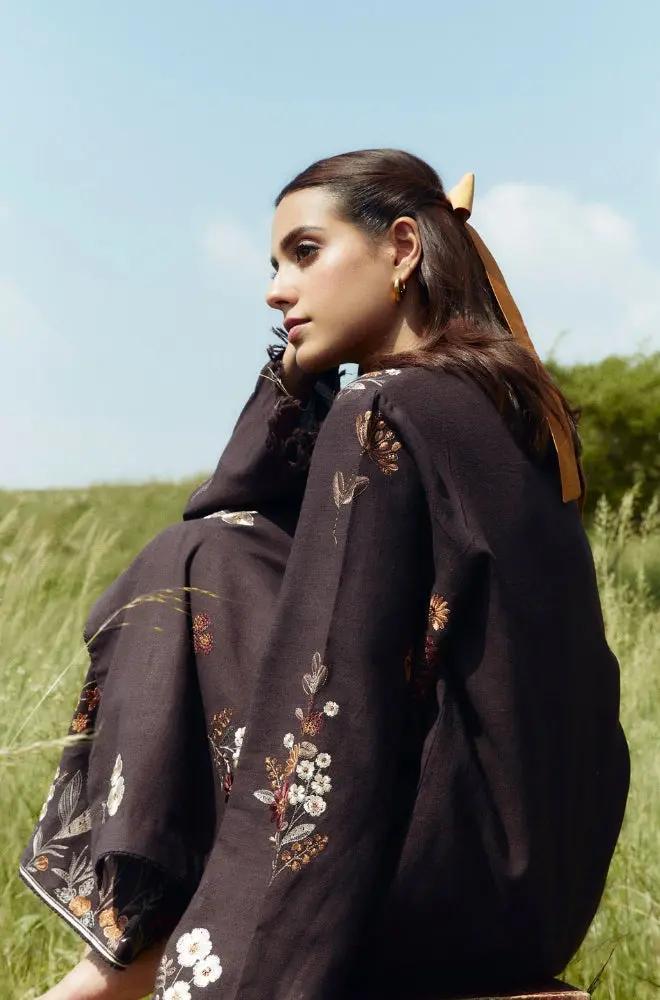 Zara Shah Jahan - 3PC Unstitched Dhanak Embroidered Shirt with Printed Pashmina Shawl and Trouser - RF1264 Royal Pret